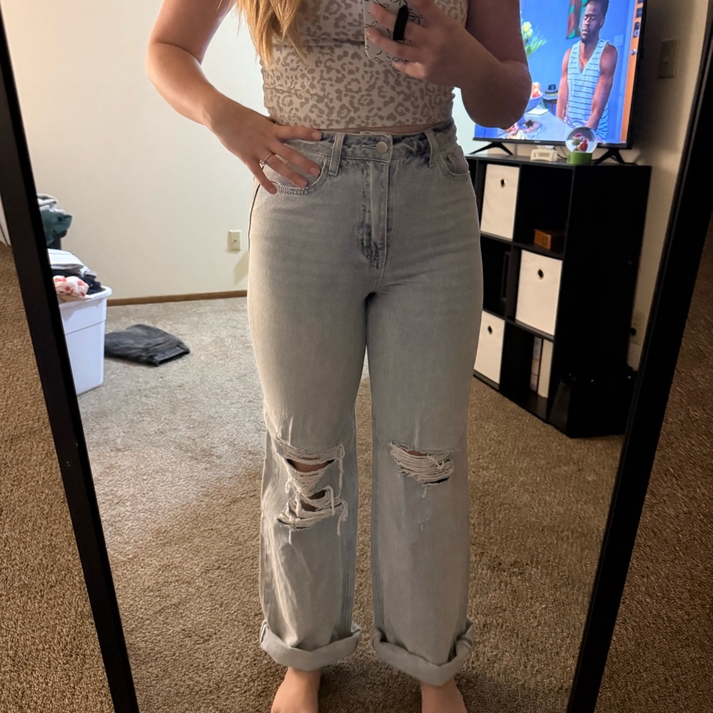 Altar'd State Light Gray Boyfriend Jeans